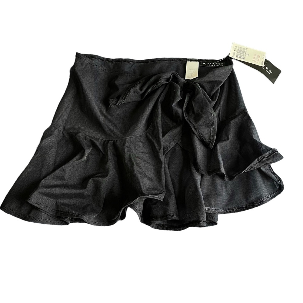 La Blanca black sheer mesh warm up ballet skirt.